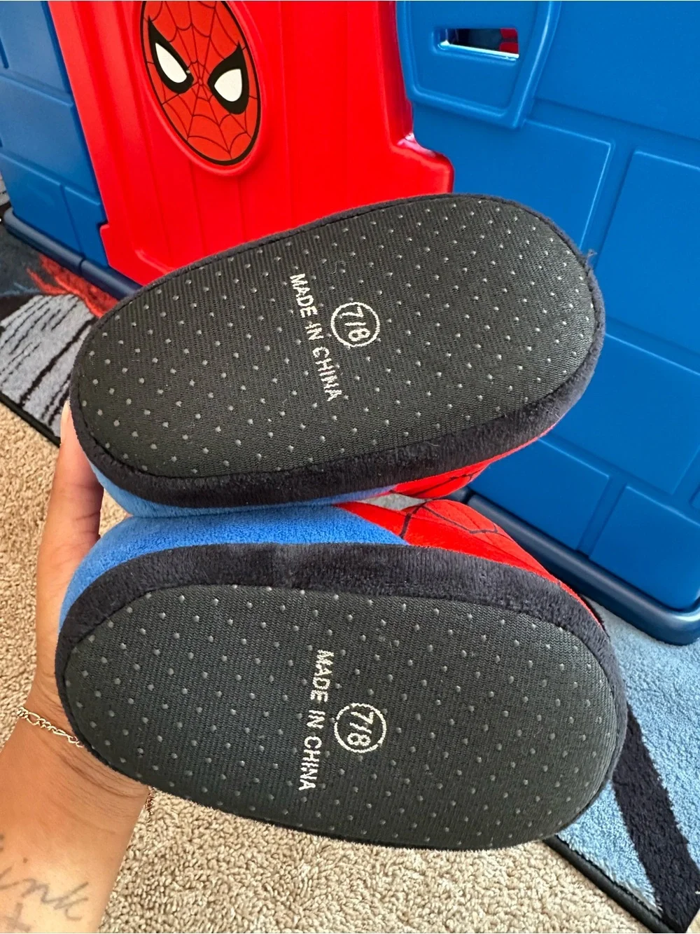 Spiderman Red & Black Plush Kids Slippers